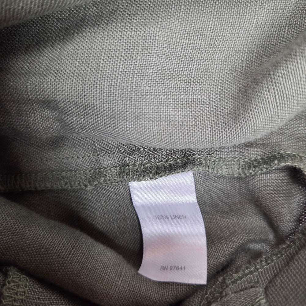 J Jill Love Linen Pants Womens Large English Moss Green Ankle Pockets Pull On - Picture 9 of 10